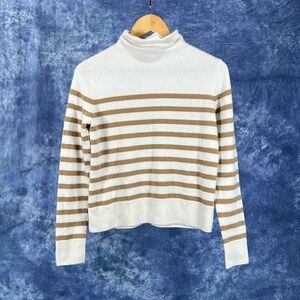 Vince Wool Cashmere Blend Cream & Brown Striped Sweater Sz XS